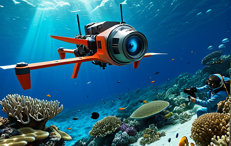 해양학 관련 상 - Ocean Pollution Impact**

"A concerned marine biologist examining plastic debris on a pristine beach...