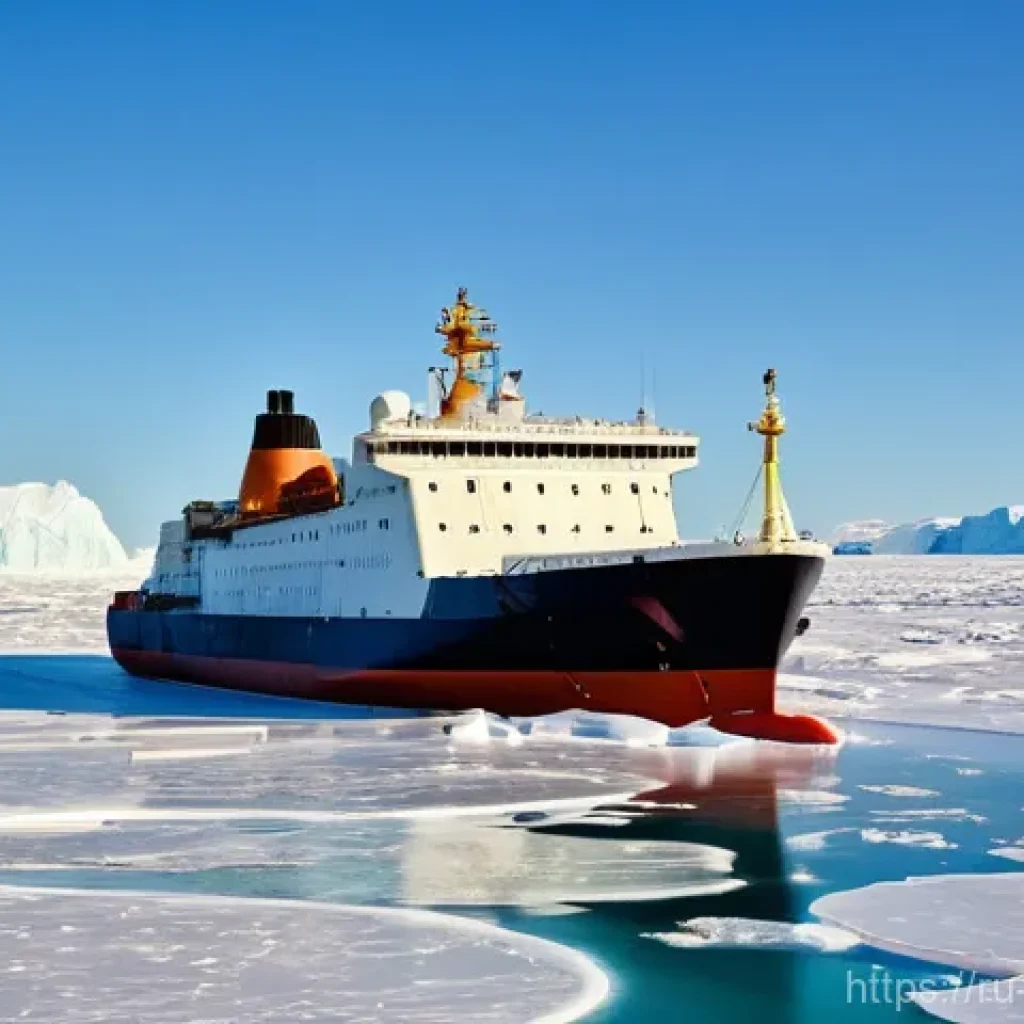 해양 정책과 법률 - **Prompt for Northern Sea Route Navigation:**
    "A powerful, modern Russian nuclear icebreaker, li...