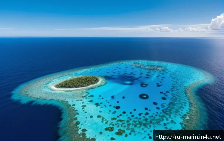 해양학 환경 모니터링 - A detailed aerial view of a sleek, modern drone flying over a vast, deep blue ocean with visible cor...