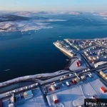 Home 19 해양 물리학 - A detailed aerial view of the Murmansk region in northwest Russia during early winter, showcasing th...